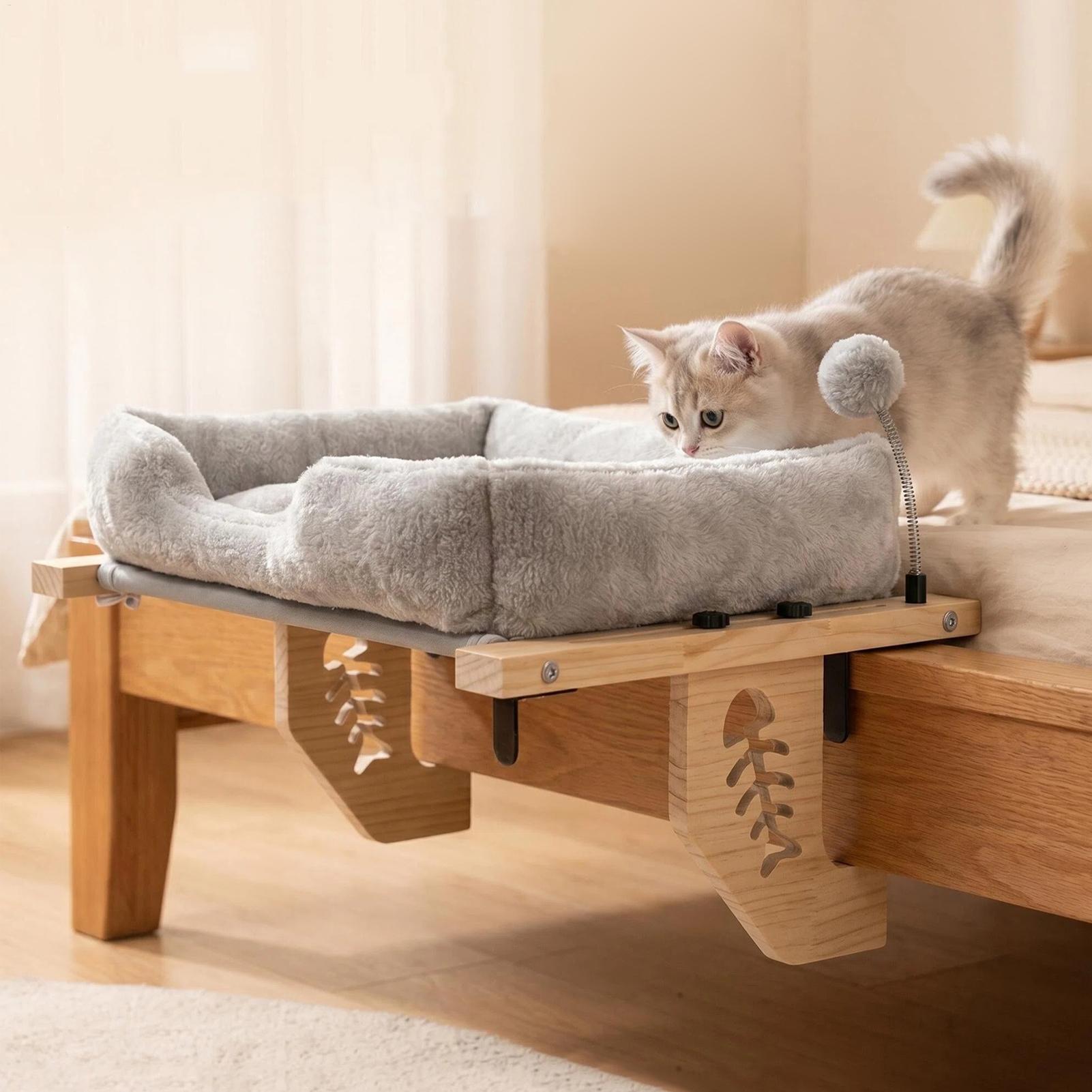 Cat Window Perch - منصة نافذة للقطط مع وسادة مخملية