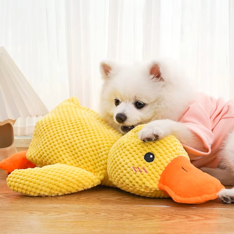 Pet Dental Chew Toy - لعبة بطة قطيفة للكلاب مقاومة للعض،