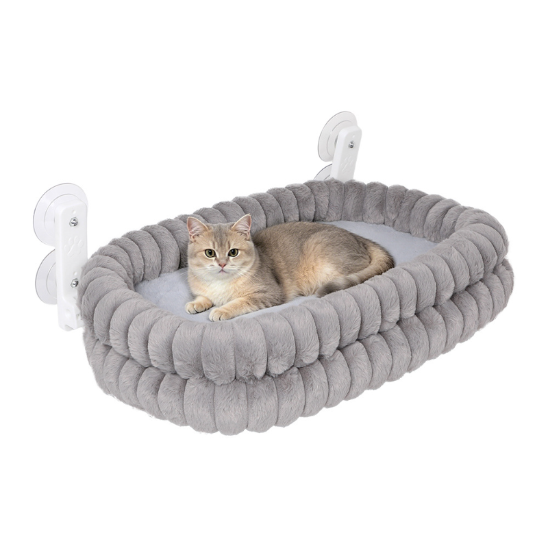 Cat Window Perch - سرير قطط مزدوج الطبقات من القطيفة