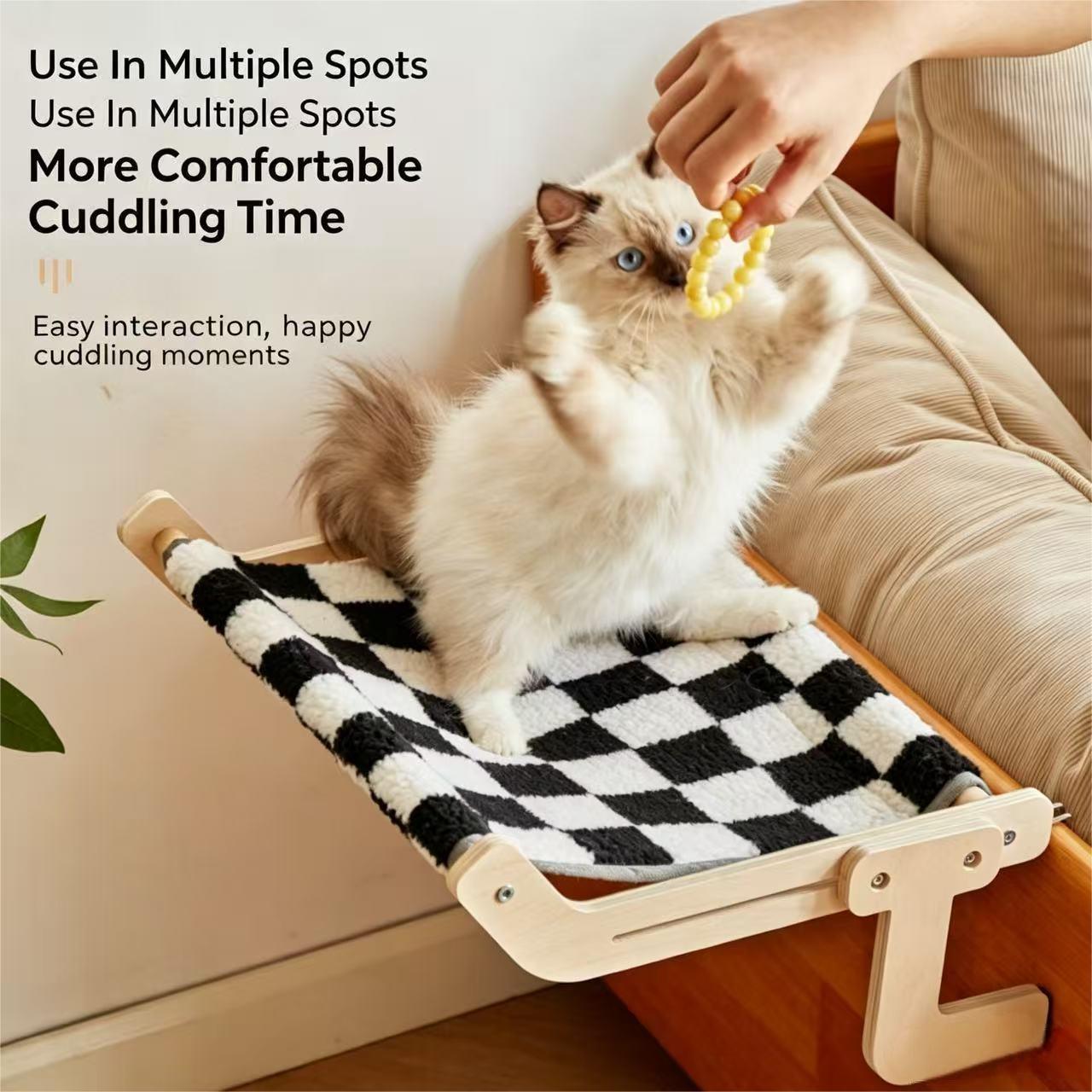 Cat Window Perch - سرير قطط خشبي قابل للتعديل يعلق