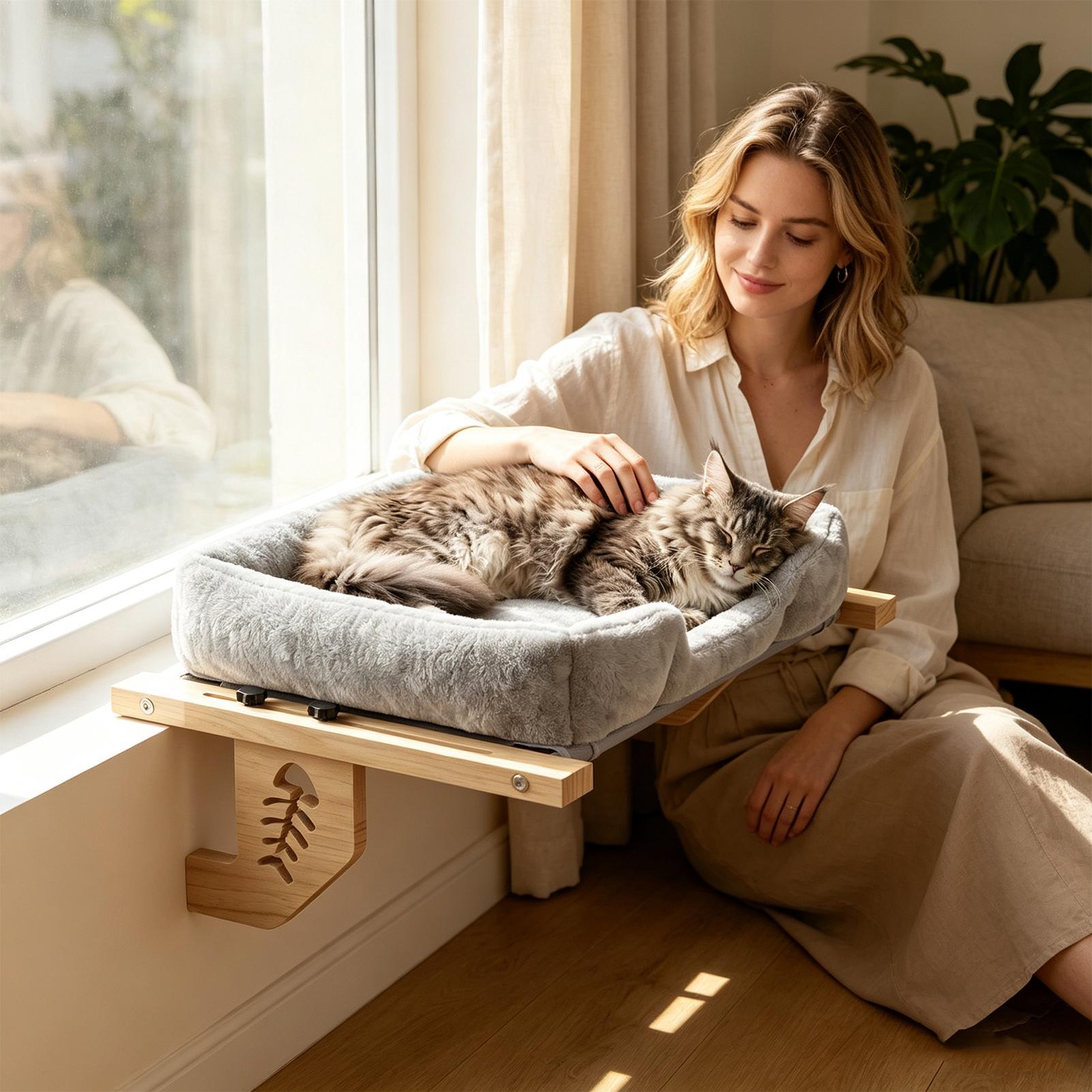 منصة نافذة للقطط مع وسادة مخمل - مراجعة Cat Window Perch وسعره