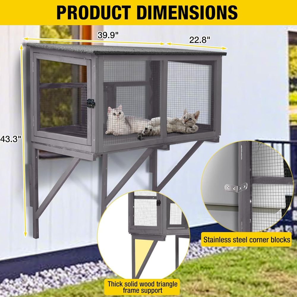 حظيرة قطط خارجية مع سقف مقاوم  - مراجعة Cat Window Perch وسعره