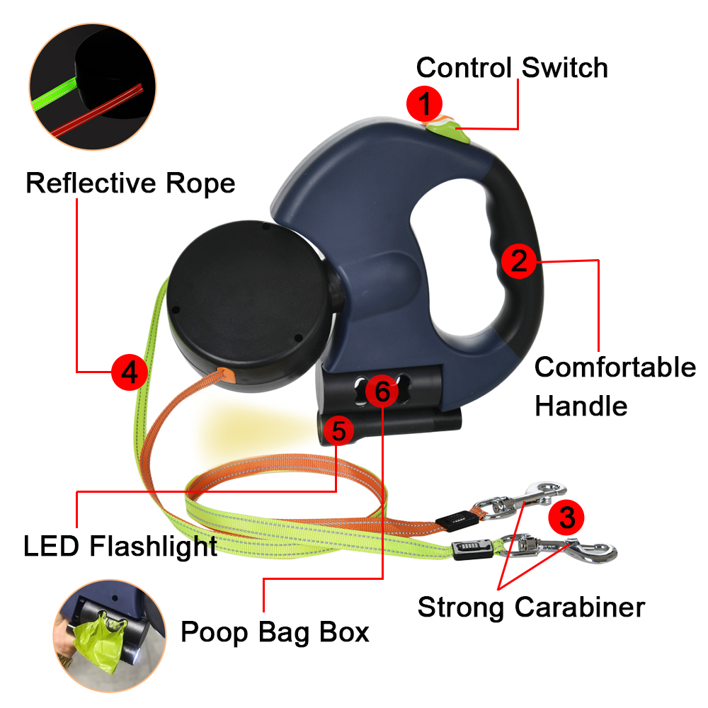 حبل مزدوج للحيوانات الأليفة لم - مراجعة Retractable Dog Leash وسعره